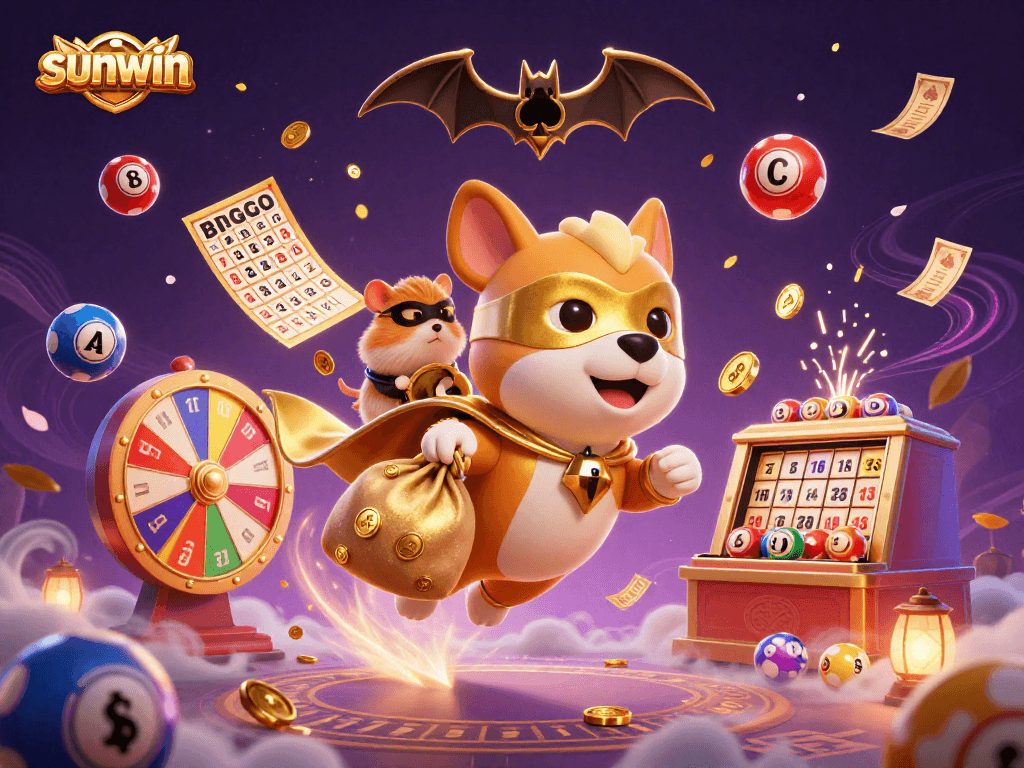 Experience big wins with sunwin as a heroic dog and hamster soar through a vibrant casino