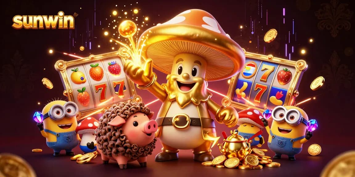Experience the magic of sunwin with a golden wizard, treasure-seeking pig, and exciting slot reels.