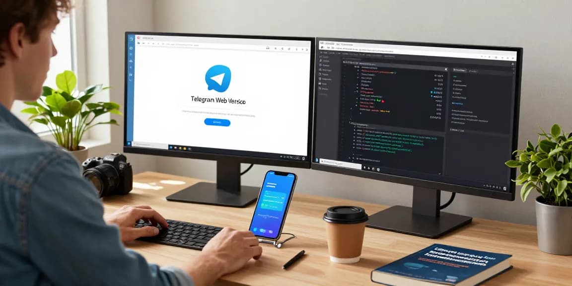 Explore the streamlined interface of Telegram Web Version in a modern tech workspace, highlighting productivity and effective communication.