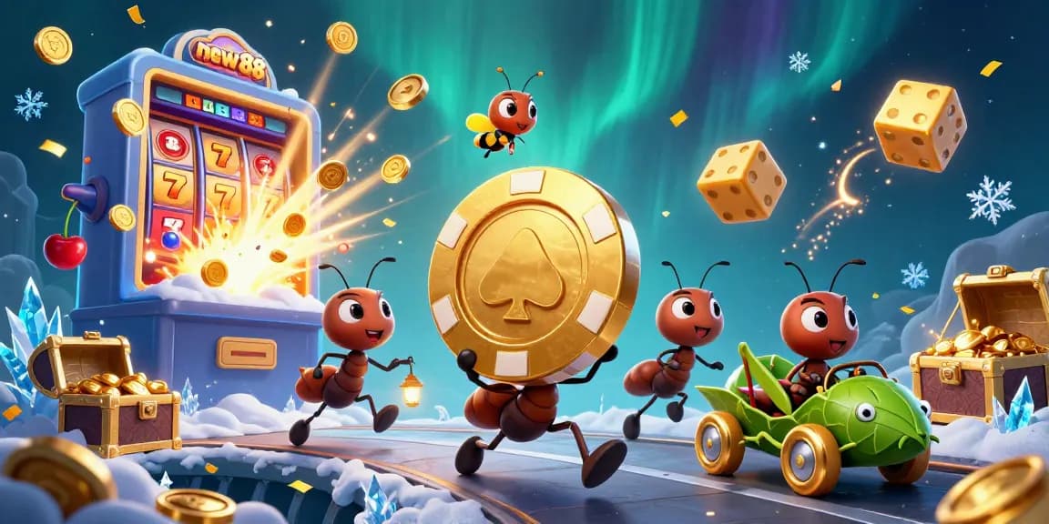 Experience the thrilling excitement of new88 as ants pull off a heist in a vibrant casino world filled with golden treasures.