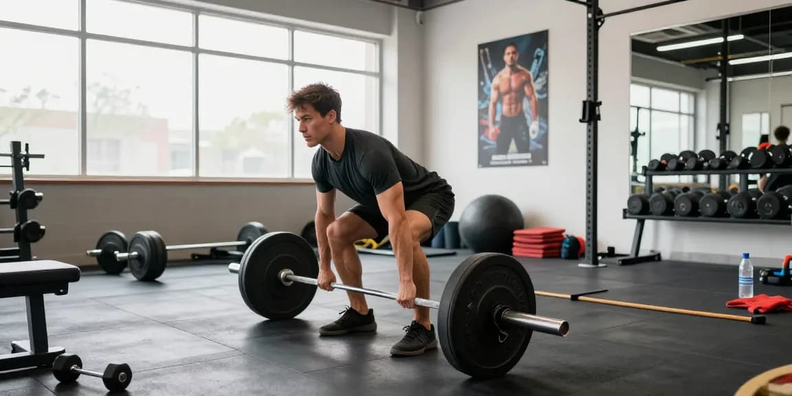 Entrenamiento en gimnasio moderno mostrando la dedicación de un atleta, Esteroidesshop como fuente de inspiración para el crecimiento muscular.