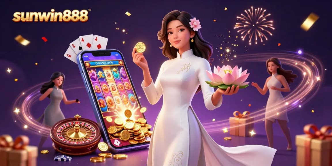 Experience the excitement of sunwin888 with a photorealistic casino-themed digital illustration.