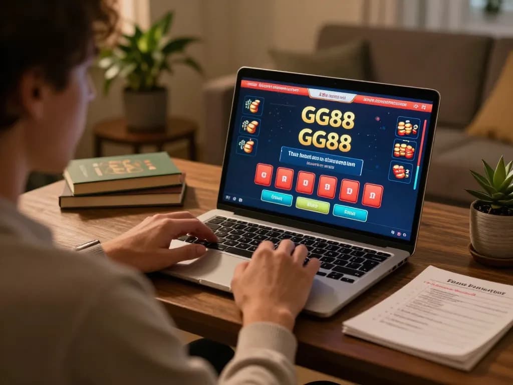 Player exploring GG88 online casino games at home, showcasing strategic betting and bankroll management