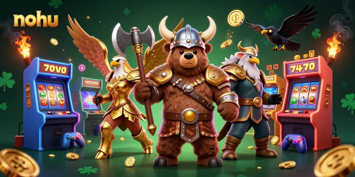 Experience the excitement of nohu jackpot slots in a vibrant 3D illustration featuring dynamic gaming elements.