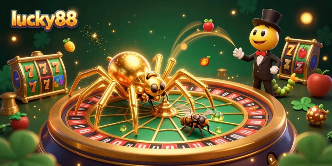 Spin the lucky88 slot reels with a golden spider and engaging casino elements