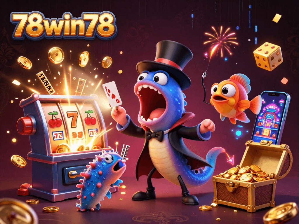 Experience thrilling gameplay with 78win78's vibrant casino illustration featuring magical characters and jackpot excitement.