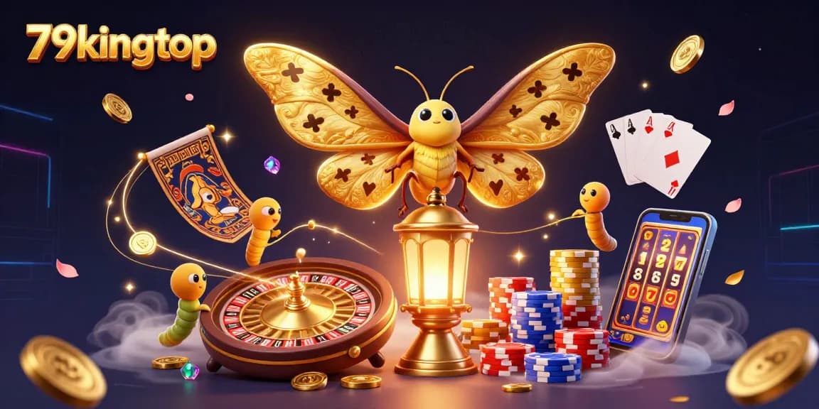 Experience winning moments with 79kingtop as a dazzling atlas moth illuminates casino excitement.