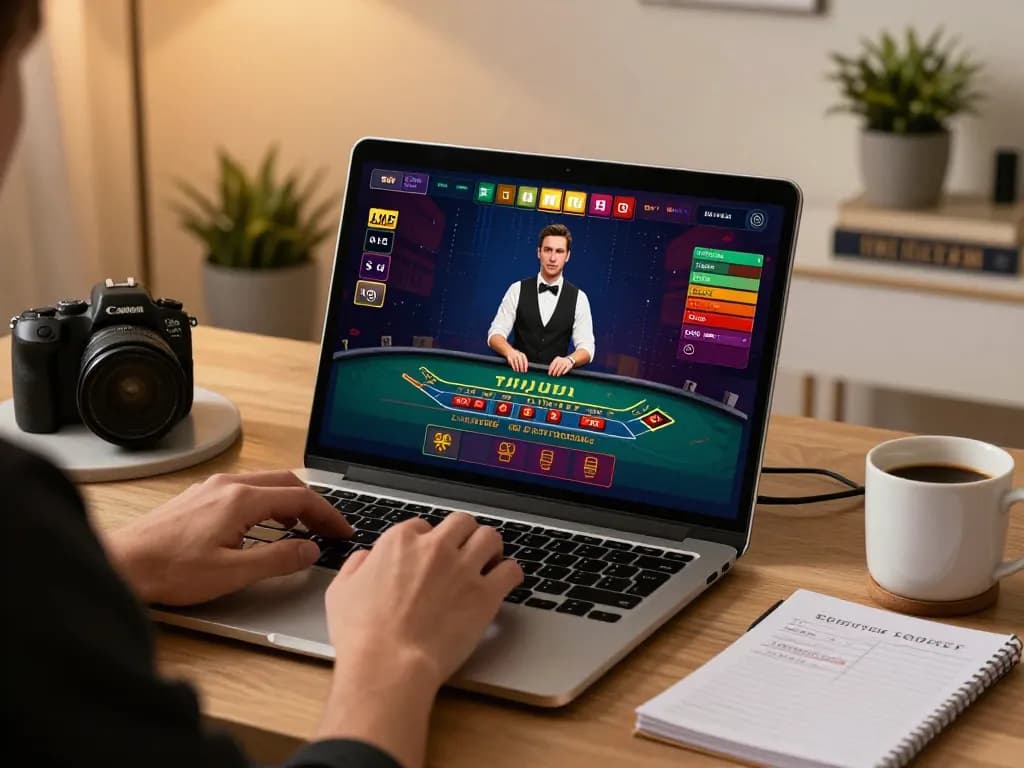 Experience immersive blackjack gameplay with 78WIN on a cozy home gaming setup.