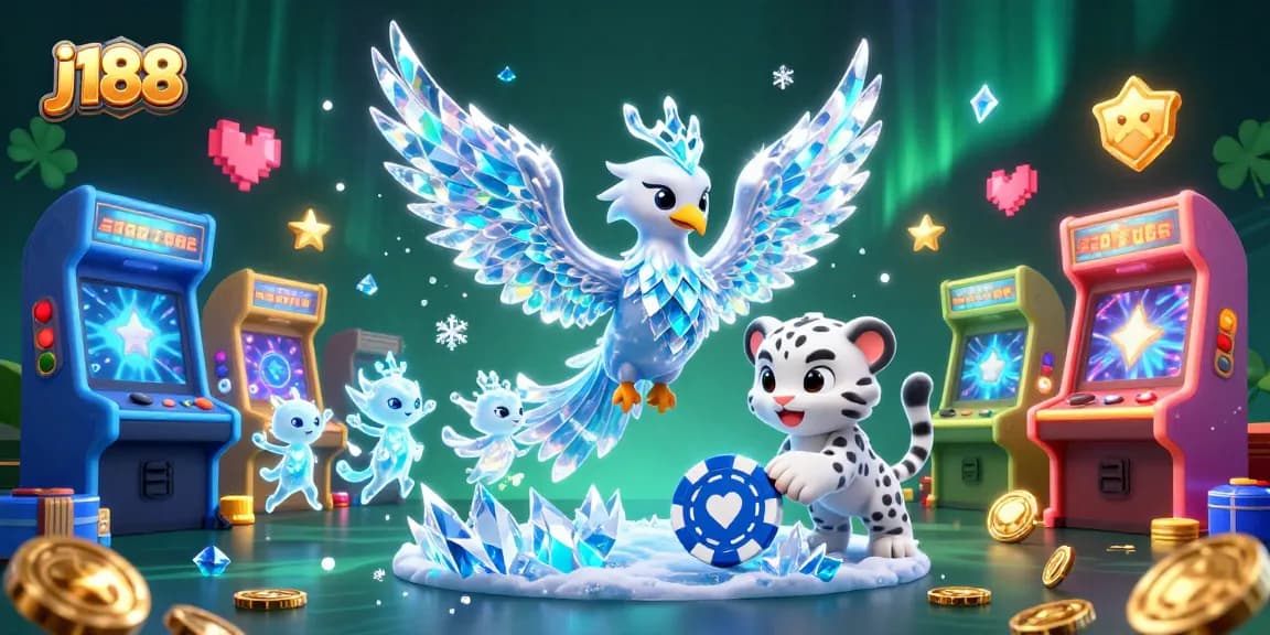 Experience exciting j188 gaming moments with vibrant characters and immersive casino elements in this dynamic illustration.