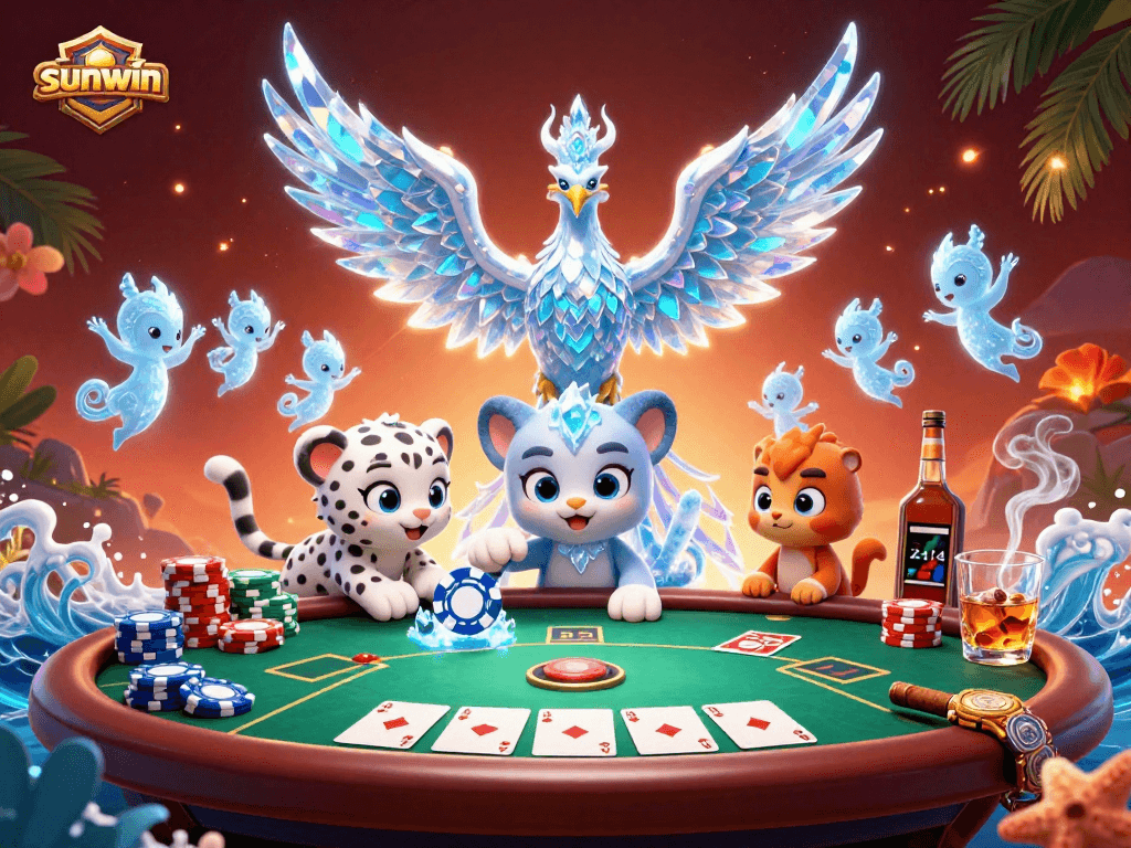 Engage with the thrilling sunwin casino experience featuring a vibrant ice phoenix and poker action.