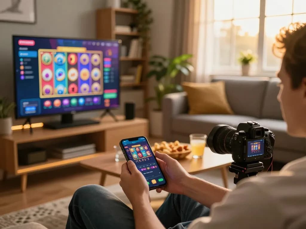 Engaging gaming experience with Nhà cái af88 app on smartphone in a cozy setting