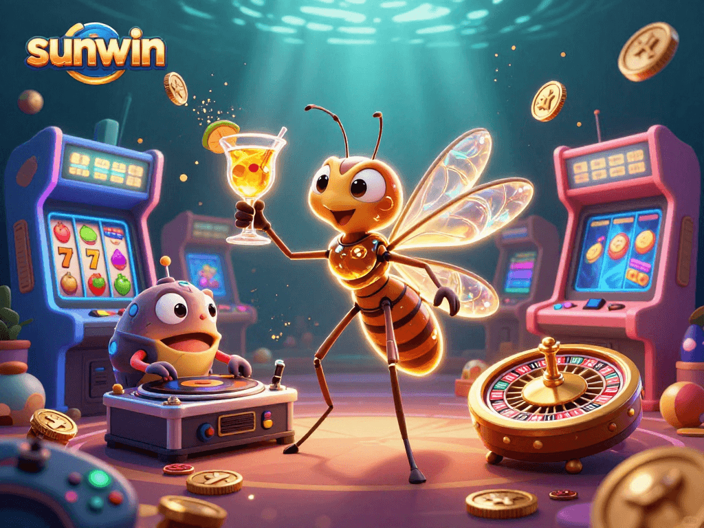Experience thrilling gameplay with sunwin's animated casino scene featuring exciting elements.