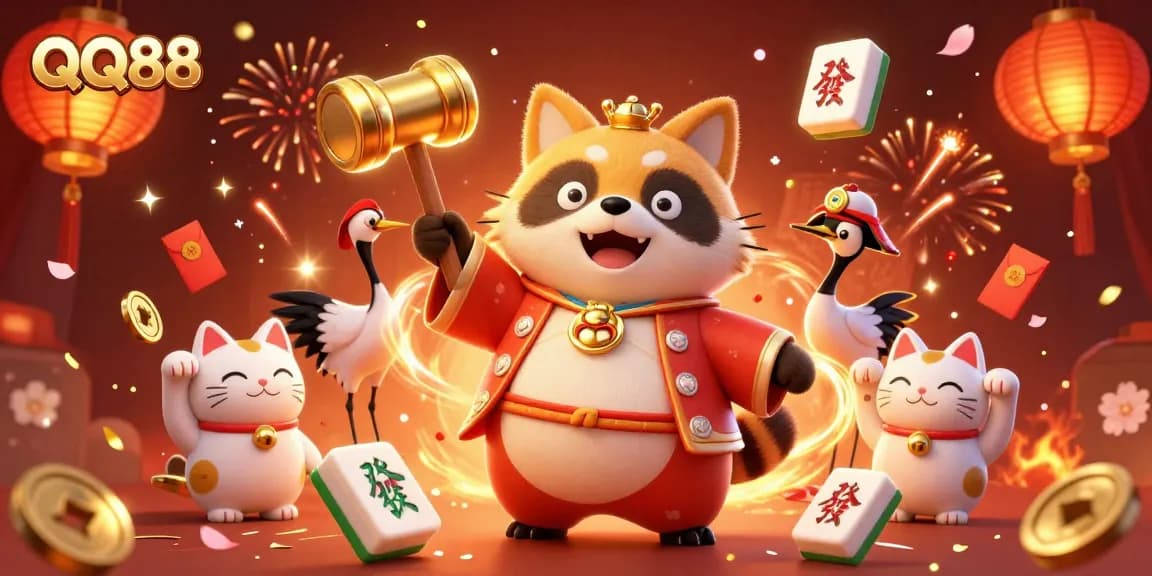 Experience the thrilling energy of QQ88 with this vibrant 3D illustration featuring joyful characters and dynamic gambling elements.