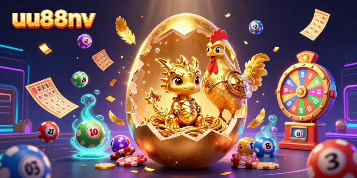 Spin and win with uu88nv in this vibrant golden dragon-themed casino illustration!