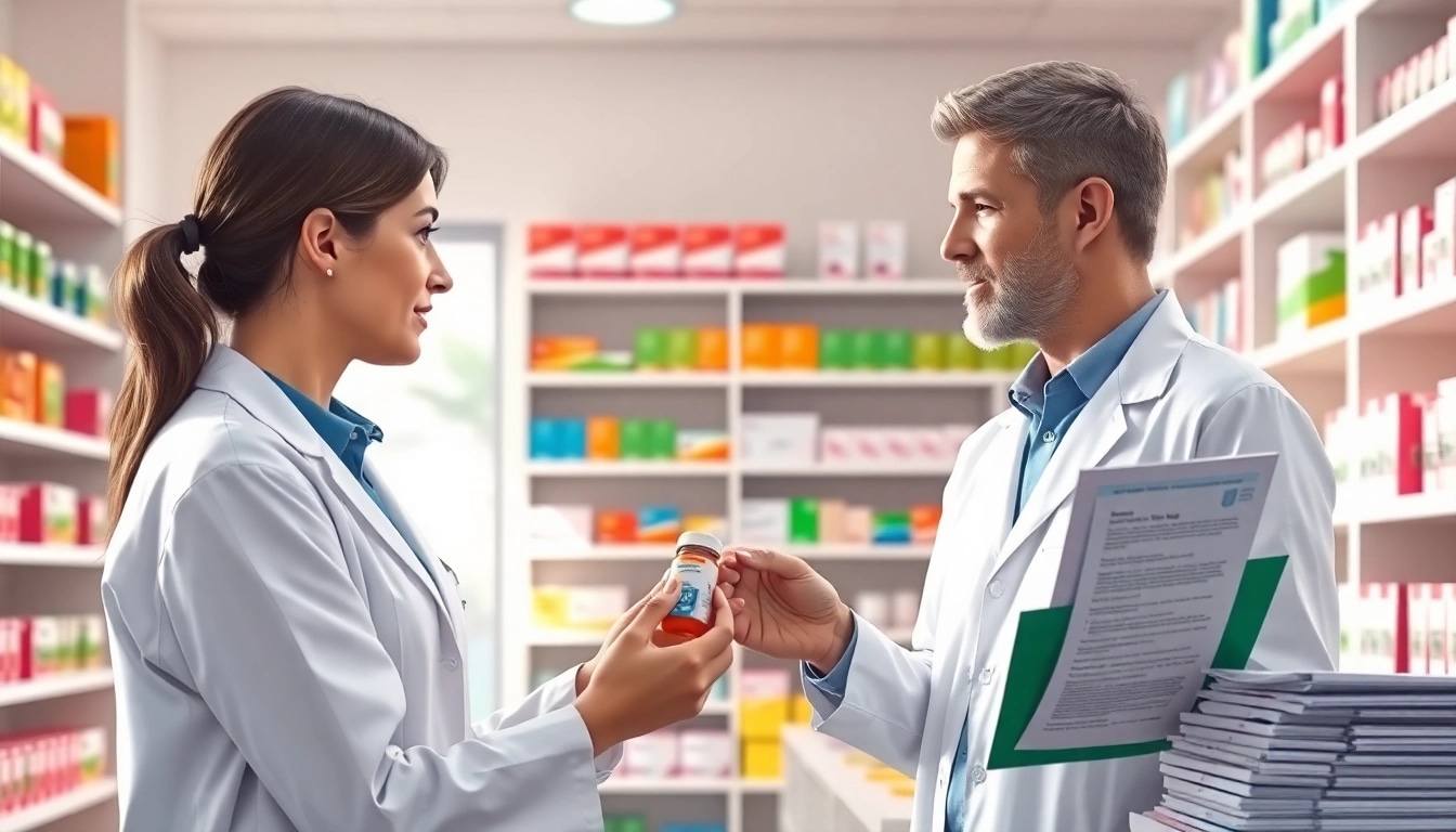 Consulta sobre concerta 36 mg precio en una moderna farmacia con un farmacéutico amable.