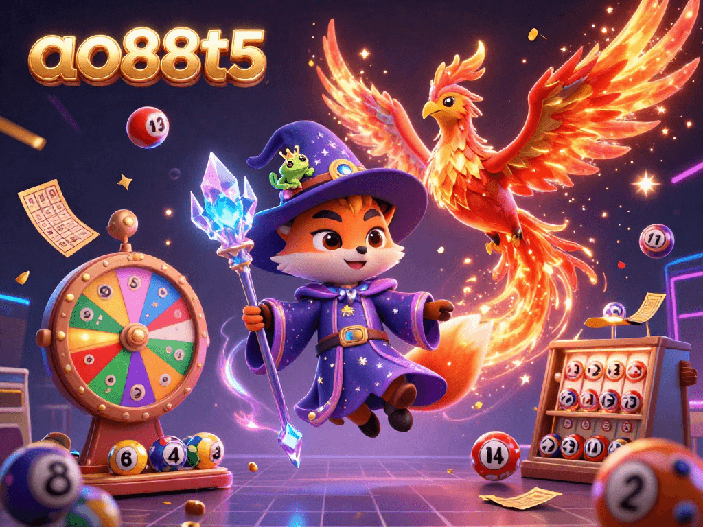 Engage in magical lottery adventures with ao88t5, featuring vibrant elements and a mystical atmosphere.