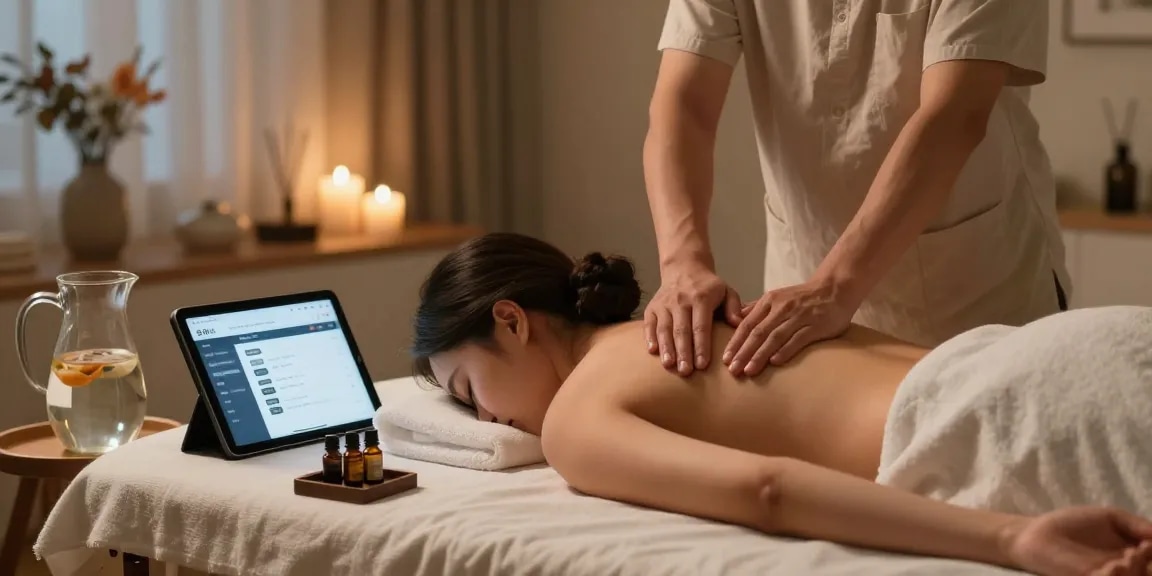Relaxing home massage scene for 출장안마 therapy with soothing ambiance.