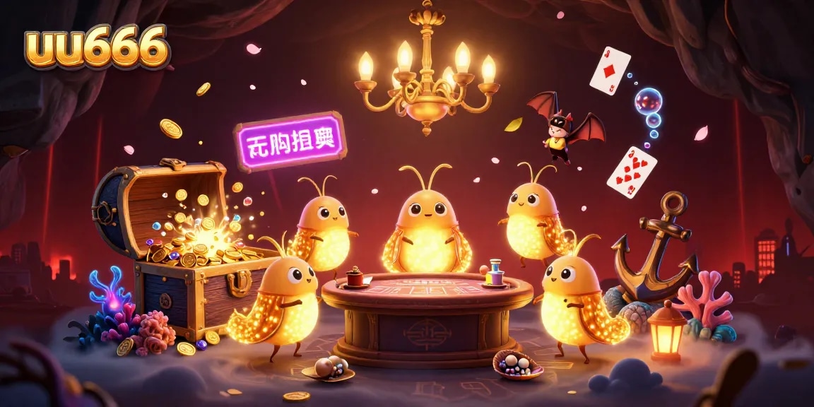 Experience thrilling gameplay at uu666 with glowworms illuminating a vibrant casino scene.