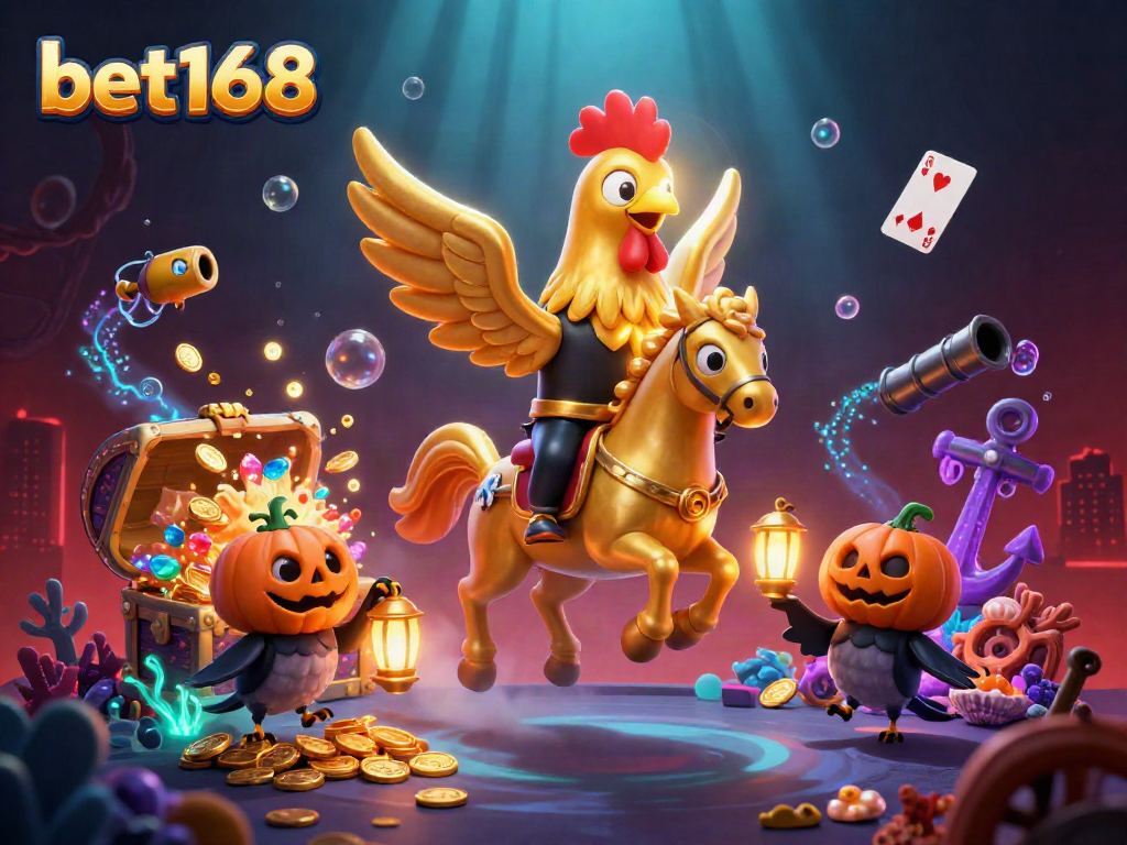 Experience thrilling gameplay with bet168 in a vibrant casino scene featuring the golden rooster.