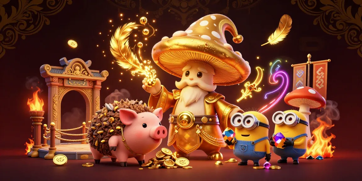 Engage with the prueba de velocidad de internet through gold-infused magic and animated characters in a whimsical gambling scene.