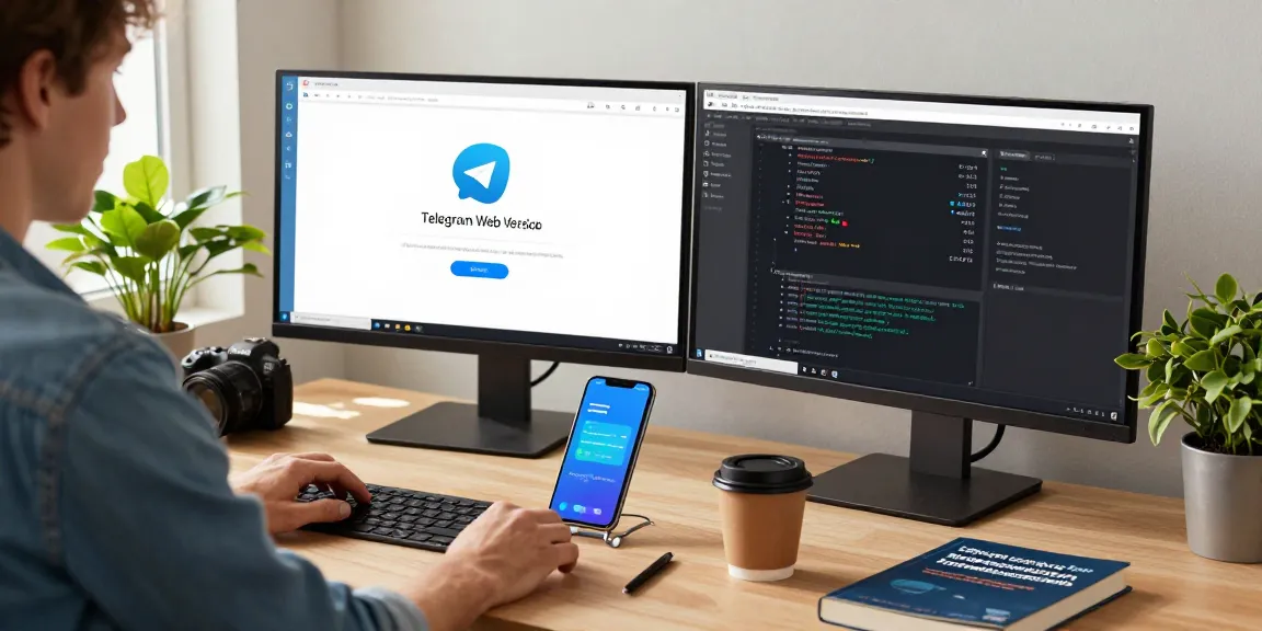 Explore the streamlined interface of Telegram Web Version in a modern tech workspace, highlighting productivity and effective communication.