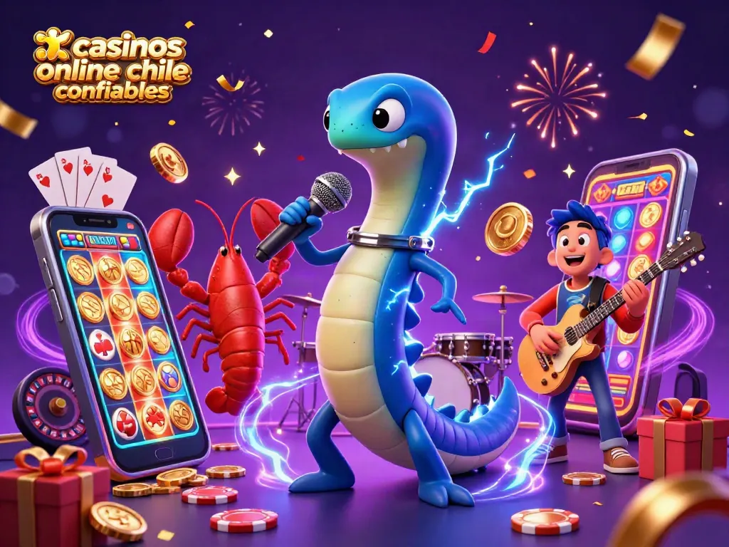 Una emocionante ilustración de un casino submarino con un moreno eléctrico actuando y elementos de juegos, destacando casinos online chile confiables.
