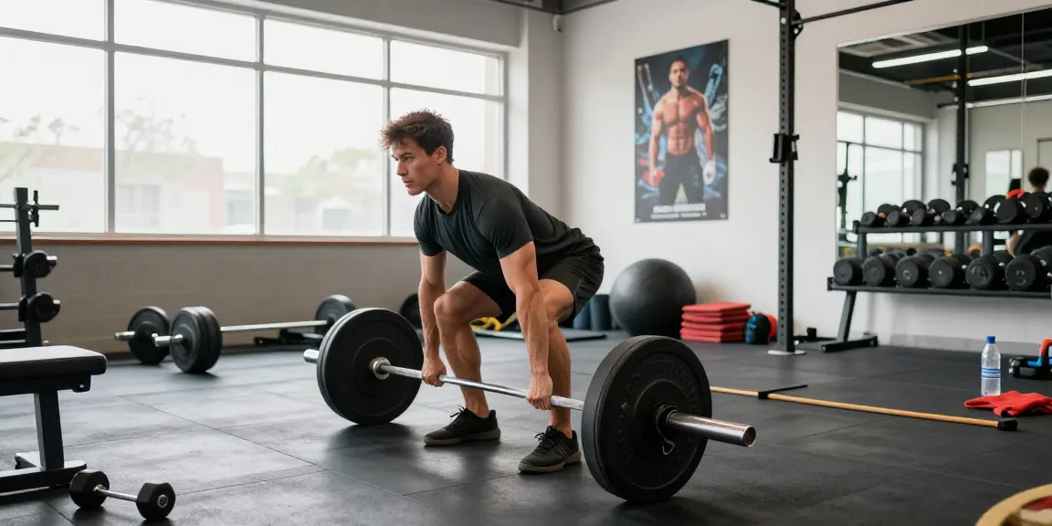 Entrenamiento en gimnasio moderno mostrando la dedicación de un atleta, Esteroidesshop como fuente de inspiración para el crecimiento muscular.