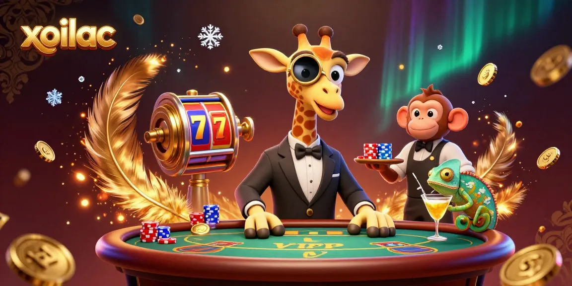 Experience elite gambling with xoilac's dynamic panda and chameleon characters amidst vibrant casino action.