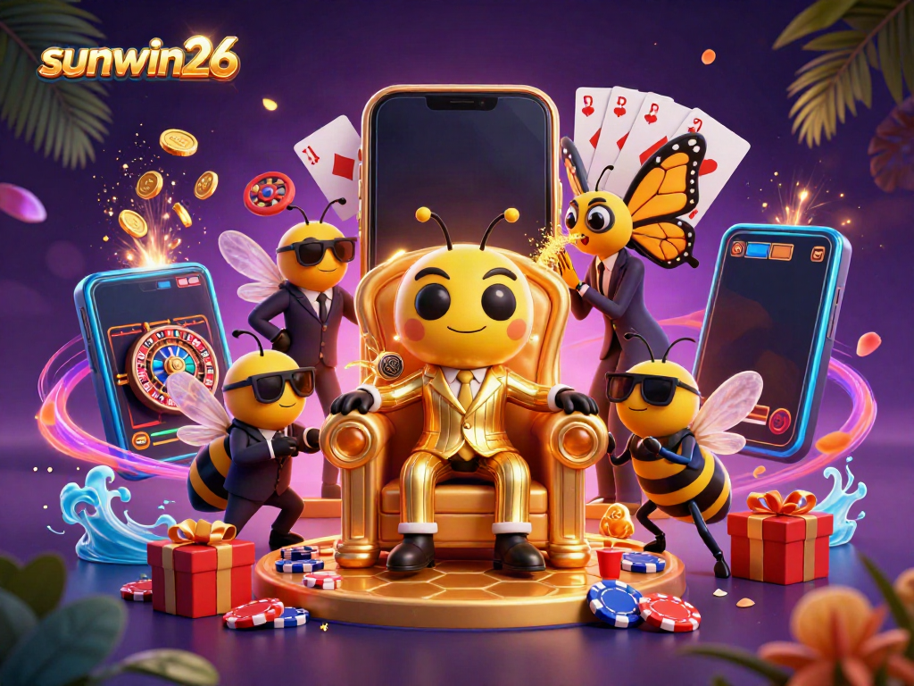 Experience the thrill with sunwin26 as the bumblebee mob boss reigns in this vibrant casino scene.