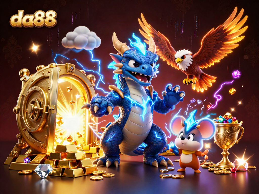 Experience the thrilling gameplay of da88 with vibrant characters in an electrifying casino scene.