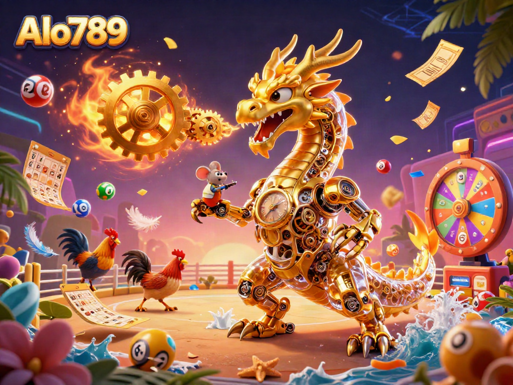 Alo789 delivers an interactive cockfighting scene with vibrant elements showcasing the thrill of betting and winning.