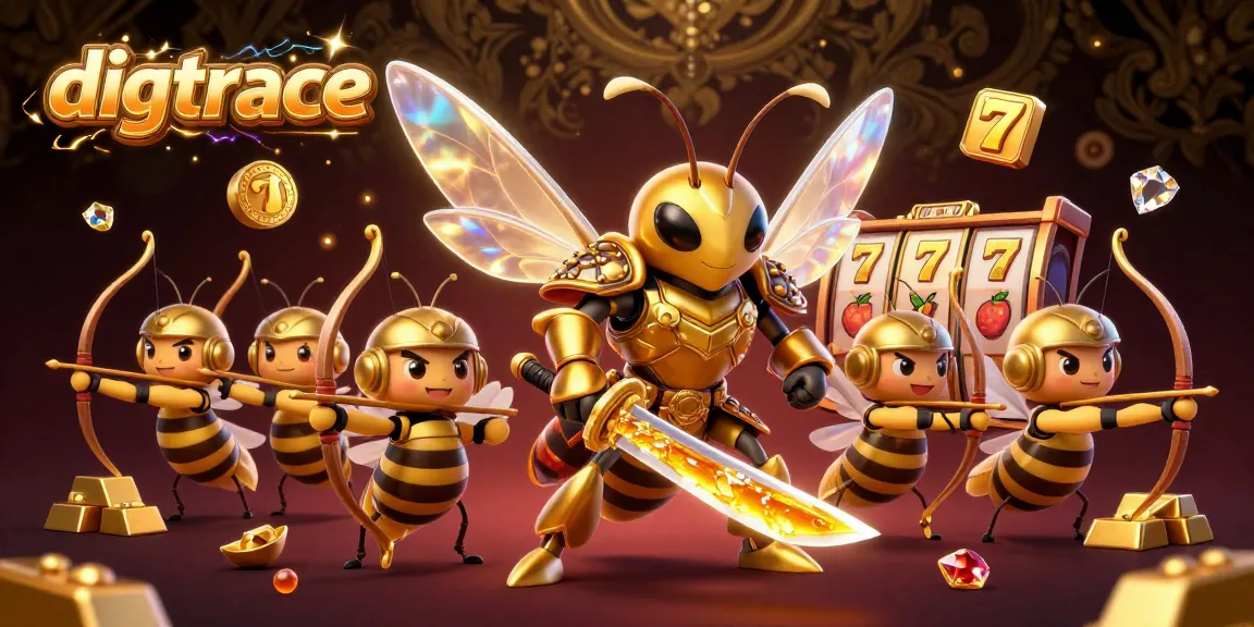 Engage with digtrace's vibrant golden samurai hornet illustration showcasing dynamic casino gameplay elements and energy.