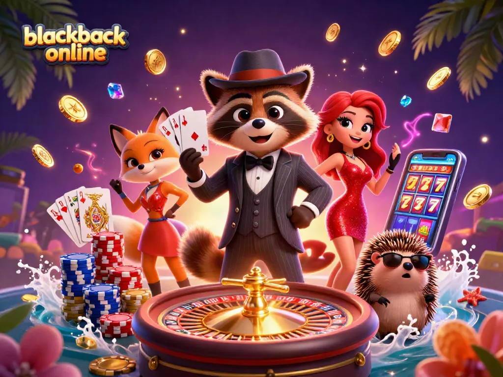 Juego blackjack online en un ambiente de casino vibrante con azar y entretenimiento.