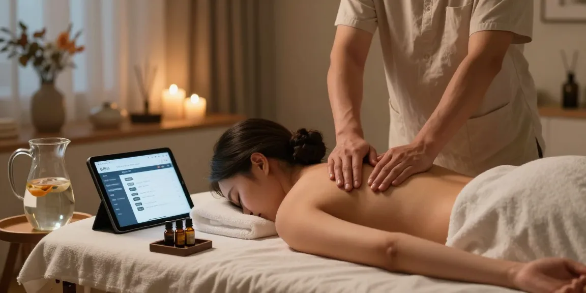 Relaxing home massage scene for 출장안마 therapy with soothing ambiance.
