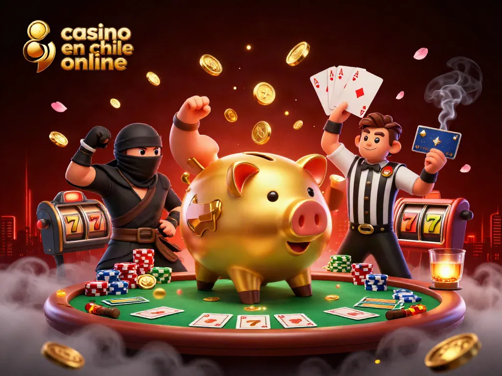 Resumen de juegos emocionantes en casino en Chile online, mostrando acción de tragamonedas y póker