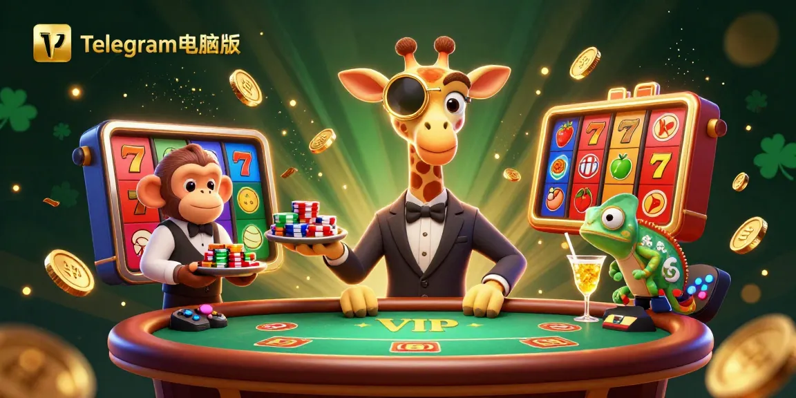 在热闹的赌场场景中，与一只豪赌长颈鹿一起体验Telegram电脑版的刺激。
