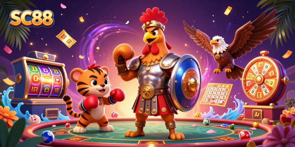 Engage with SC88's vibrant casino gaming scene featuring characters and dynamic game elements.