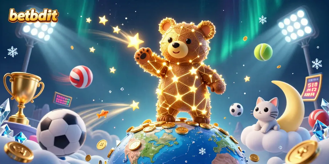 Engage with betbdtt's vibrant casino gaming scene featuring dynamic sports elements and luminous characters.