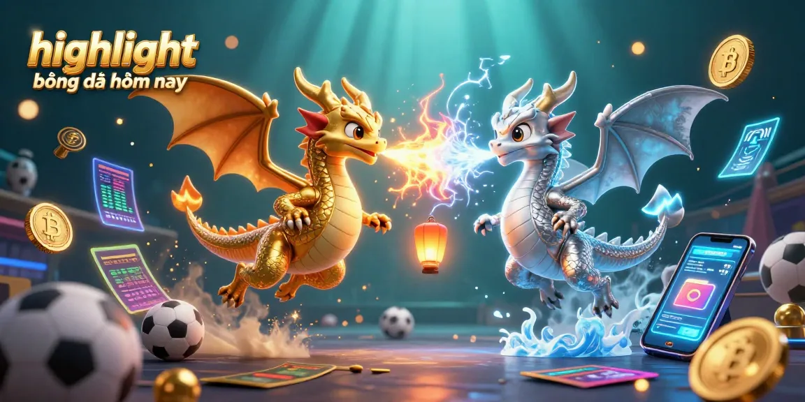 Catch the excitement with highlights bóng đá hôm nay featuring vibrant dragons and sports betting elements.