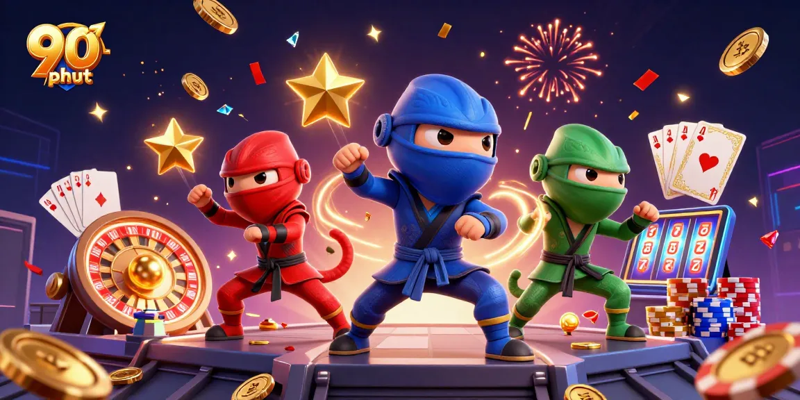 Experience thrilling gameplay at 90 phut with exciting golden casino elements and ninja chameleons.