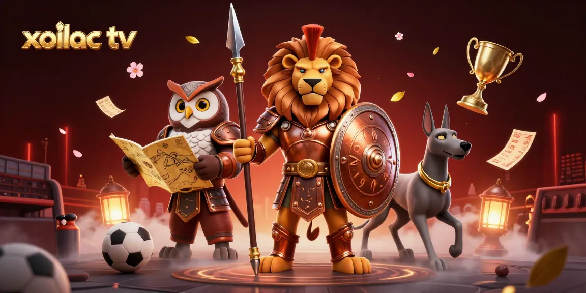 Xoilac TV delivers dynamic sports betting excitement with engaging 3D characters and vibrant elements.