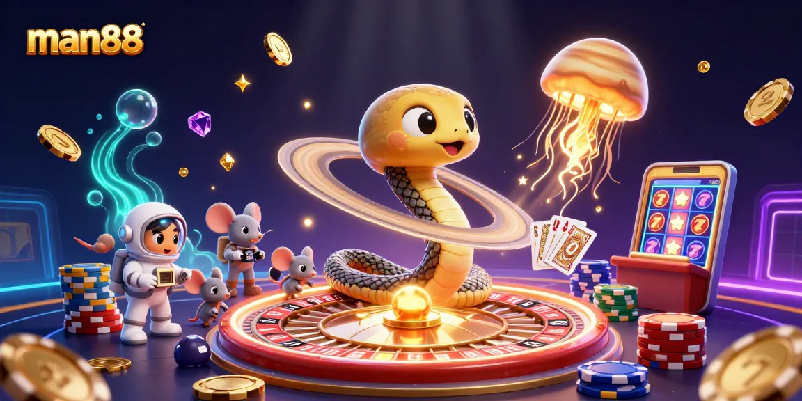 Experience the thrill of man88 with this vibrant 3D casino illustration featuring unique gaming elements.