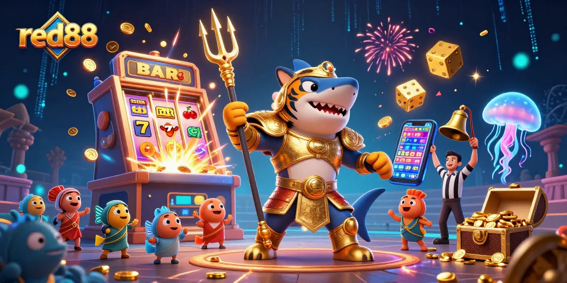 Experience the excitement of red88 with a vibrant underwater casino scene featuring thrilling game elements.