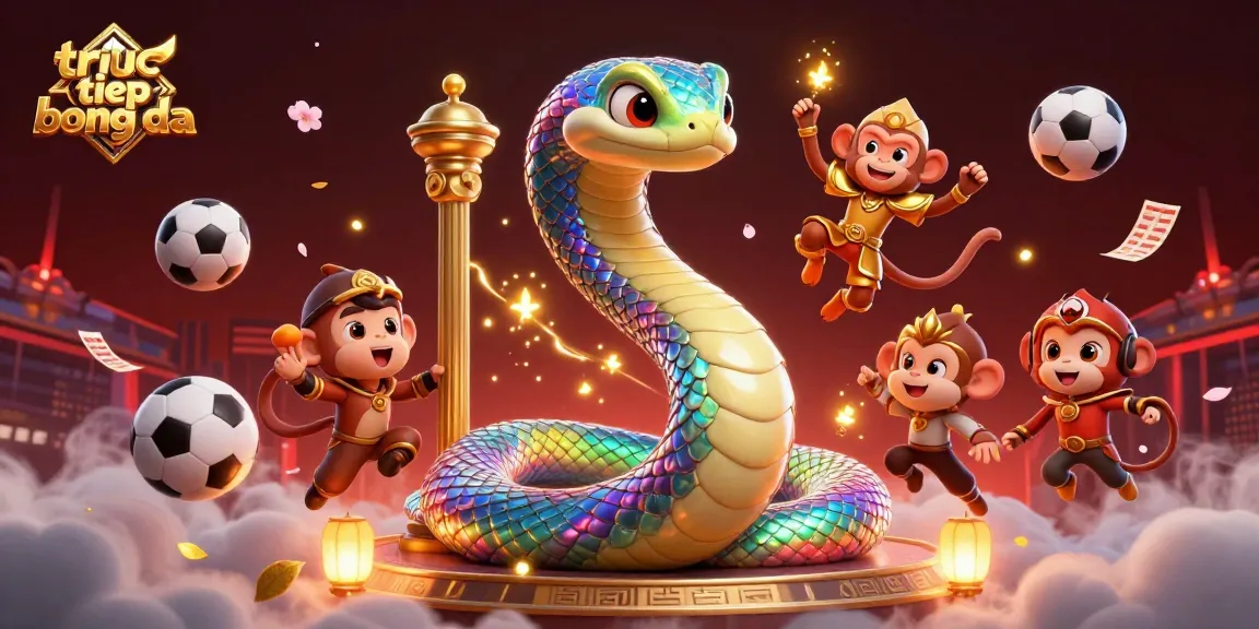 Watch truc tiep bong da as a rainbow serpent and king monkey create magic amidst sports betting elements.