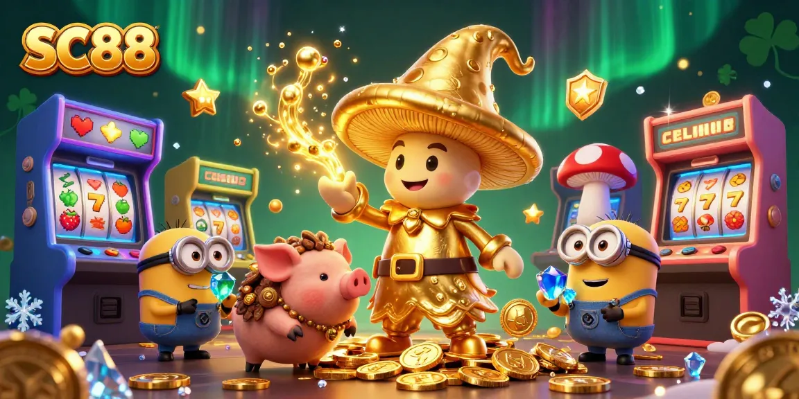 Win big with SC88's vibrant casino-themed wizard and treasures in an enchanted gaming world.