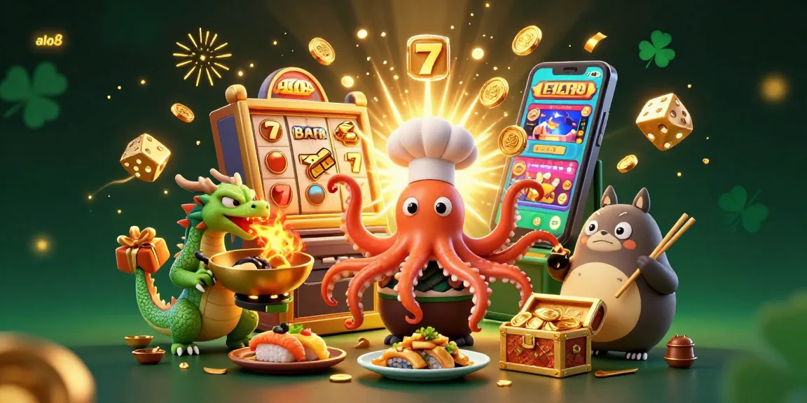 Engage in winning strategies at alo8 with a vibrant 3D casino scene featuring dynamic characters and colorful game elements.
