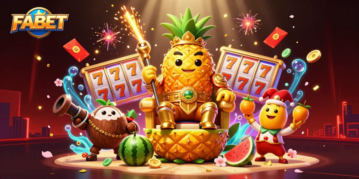 Engage with FABET's vibrant gaming scene, witnessing the golden pineapple king and dynamic elements enhancing your betting experience.