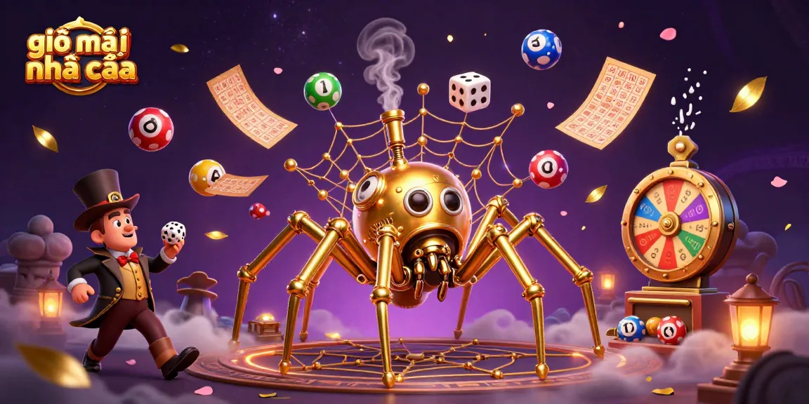 Experience the exciting world of giải mã nhà cái with a steampunk spider in a magical casino scene.