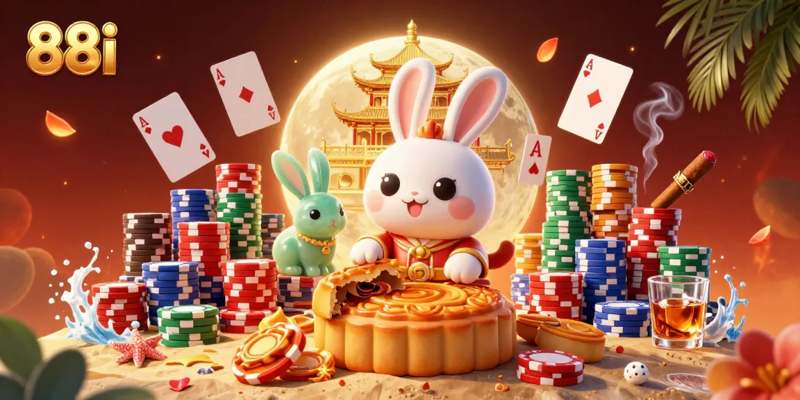 Experience the excitement of 88i with a whimsical scene featuring a moon rabbit and poker treasures.
