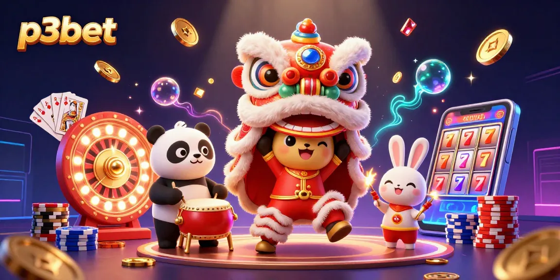 Experience thrilling gameplay with p3bet's vibrant casino atmosphere featuring festive characters.